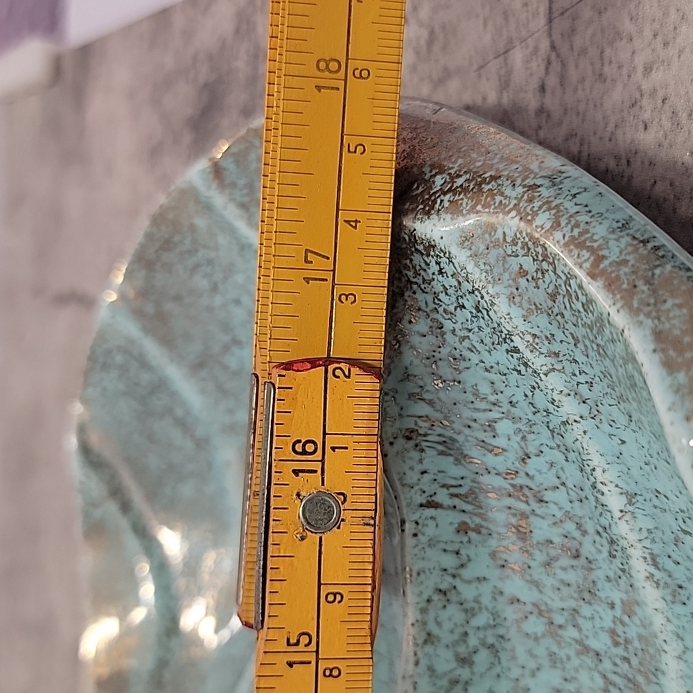 Mid Century Modern California Pottery Turquoise & Gold Leaf Divided Relish Tray - Picture 11 of 11